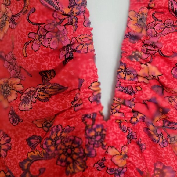 Free People I Got You Printed Top Ruby Combo  Bloomcore Festival Floral-M - Picture 7 of 10